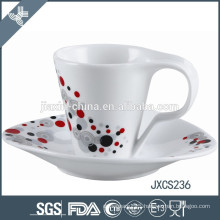 100CC porcelain coffee cup and saucer, white porcelain mug, sliver design cup set